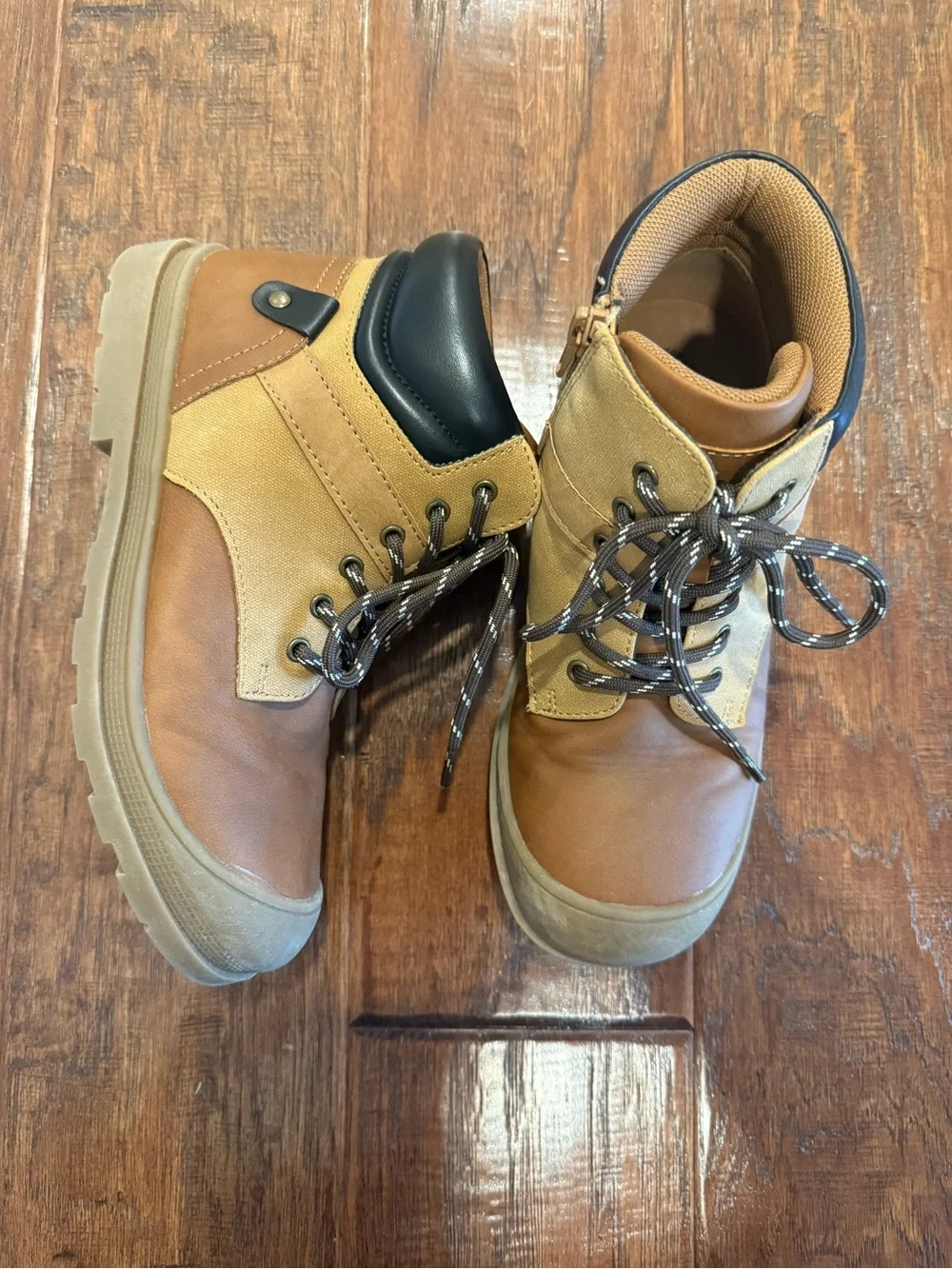 Sonoma Kids Two-Tone Tan Brown Lace-Up Dress Boots